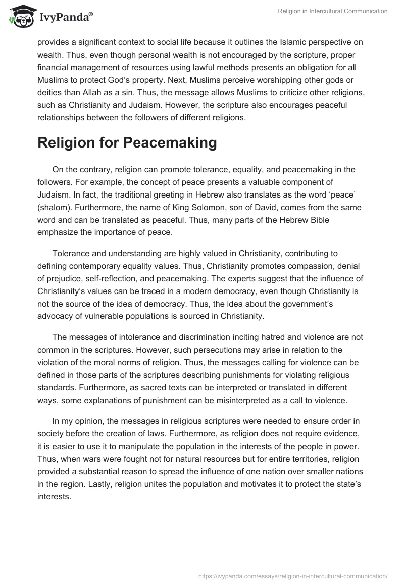 Religion in Intercultural Communication. Page 2
