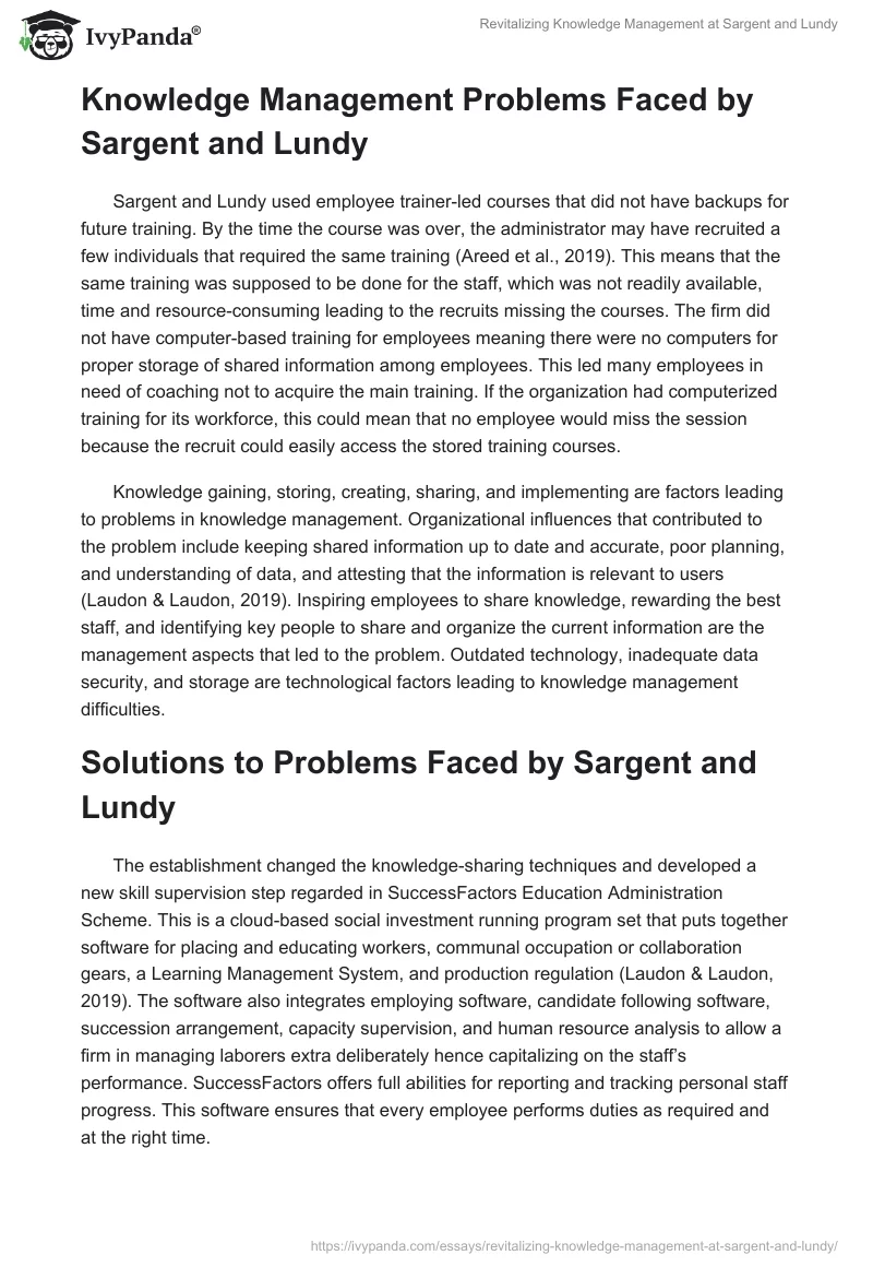 Revitalizing Knowledge Management at Sargent and Lundy. Page 3