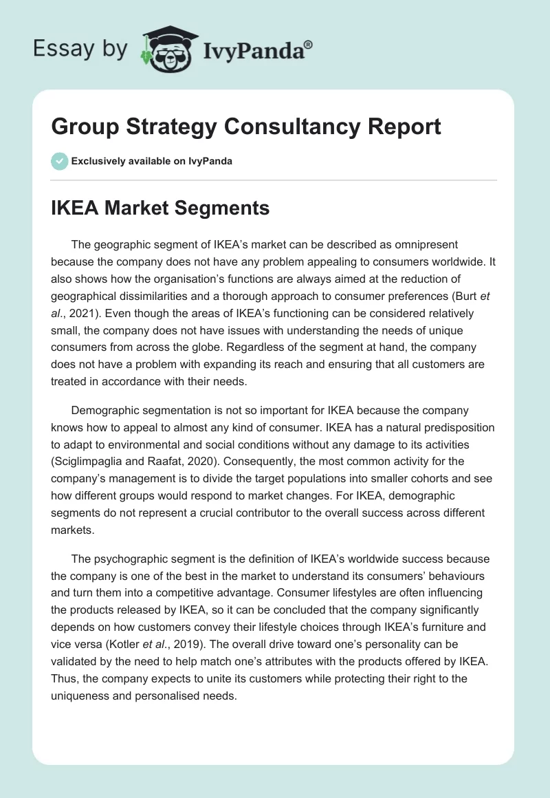 Group Strategy Consultancy Report. Page 1