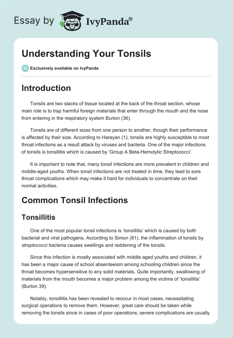 Understanding Your Tonsils. Page 1