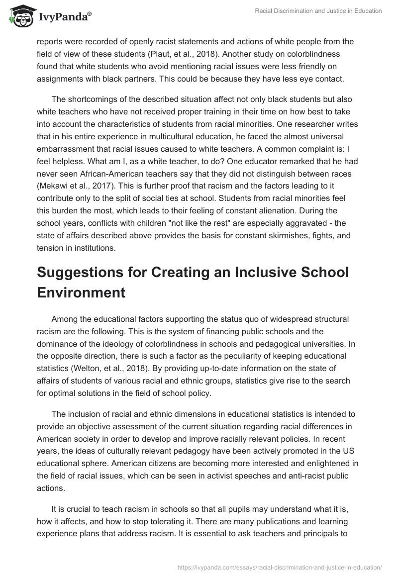 Racial Discrimination and Justice in Education. Page 2