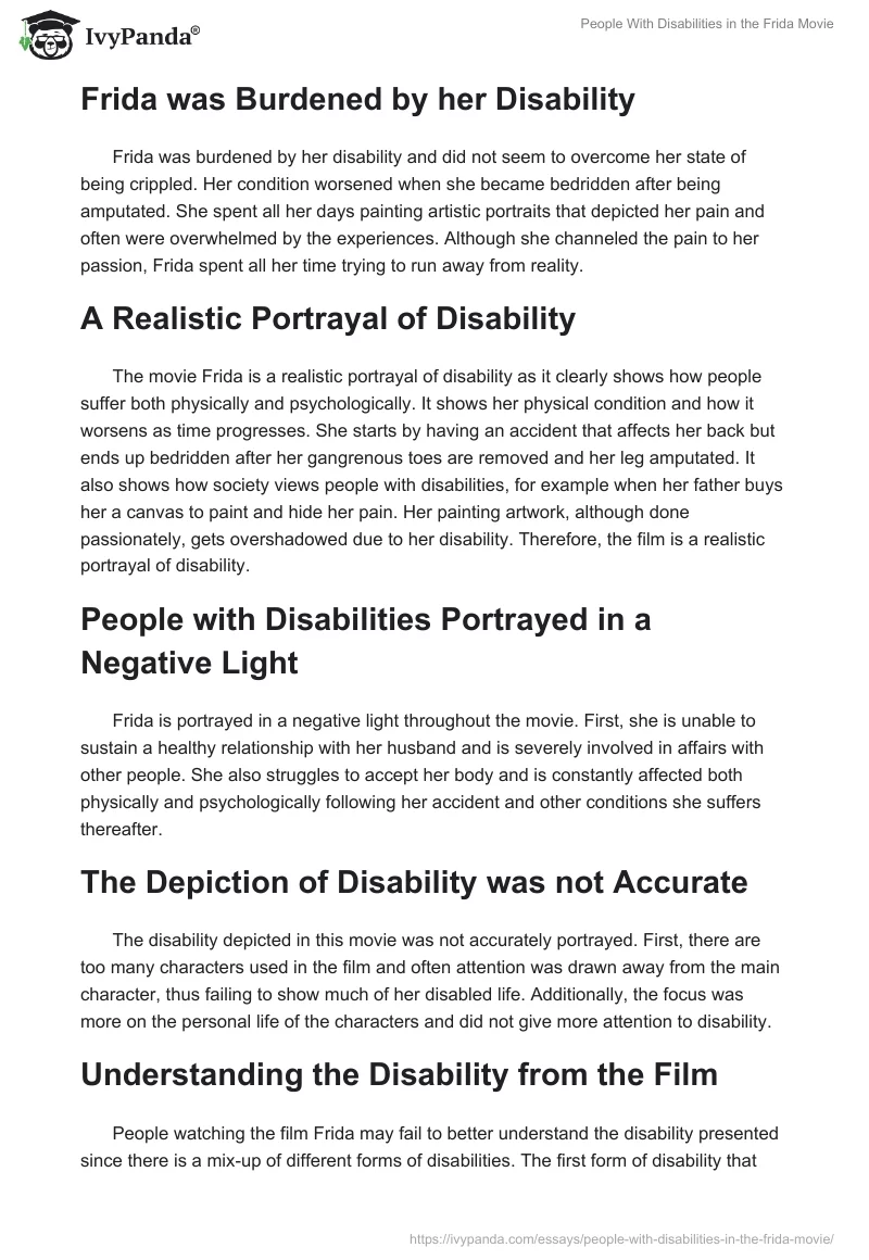 People With Disabilities in the Frida Movie. Page 3