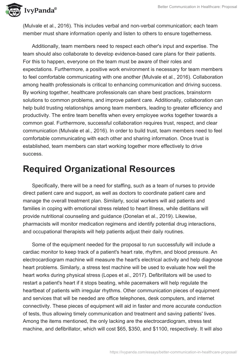 Better Communication in Healthcare: Proposal. Page 3