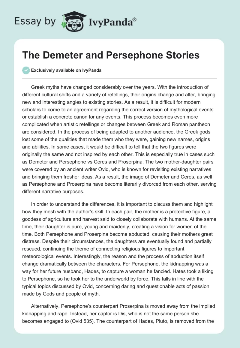 The Demeter and Persephone Stories. Page 1