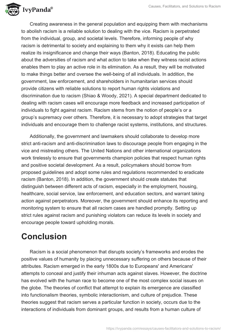 Causes, Facilitators, and Solutions to Racism. Page 4