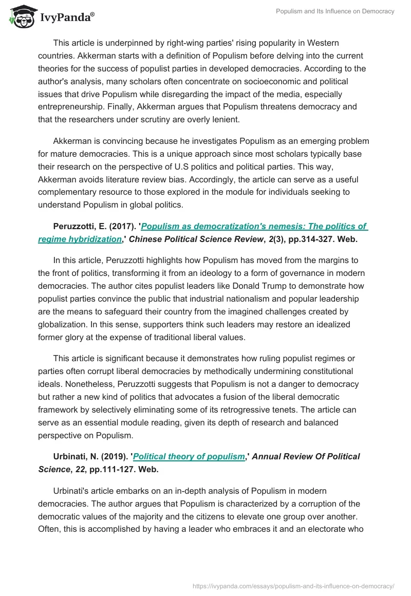 Populism and Its Influence on Democracy. Page 3