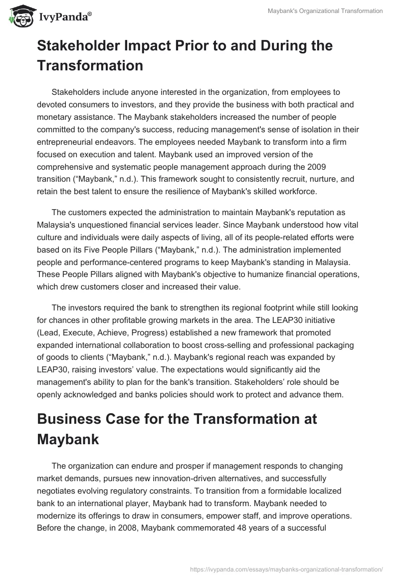 Maybank's Organizational Transformation. Page 2