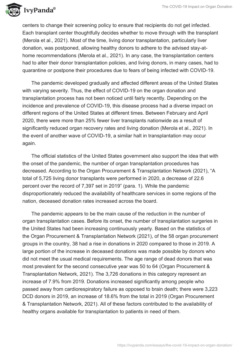 The COVID-19 Impact on Organ Donation. Page 2