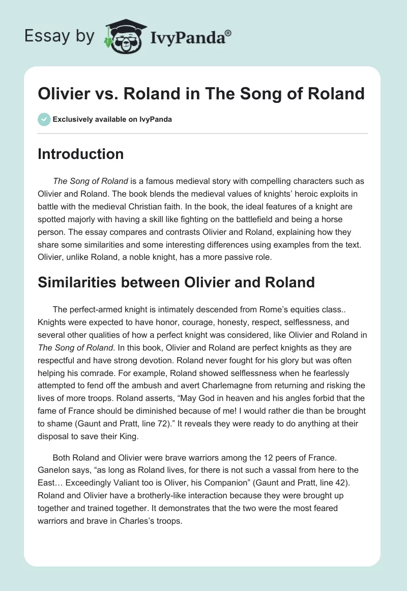 Olivier vs. Roland in The Song of Roland. Page 1