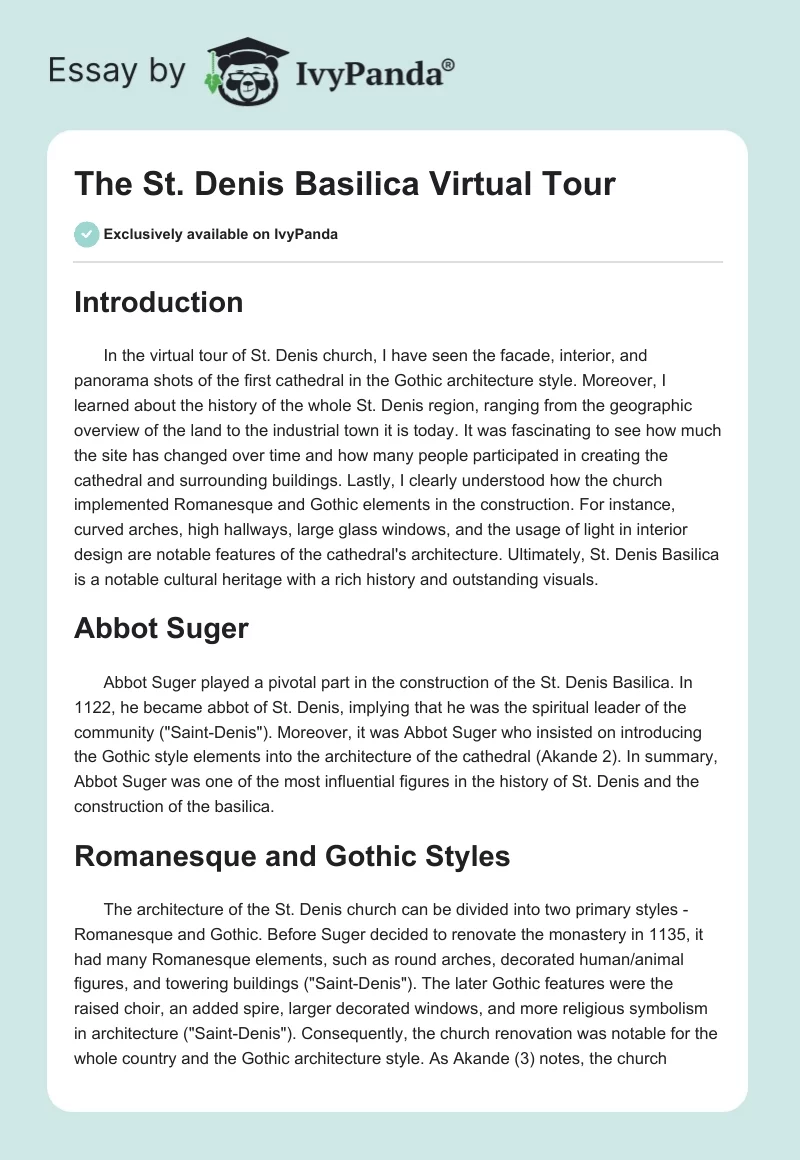 The St. Denis Basilica Virtual Tour. Page 1