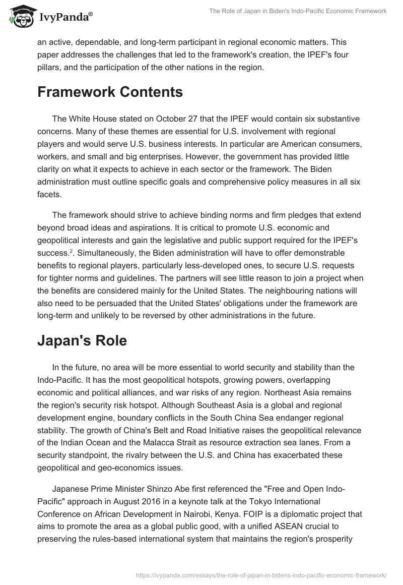 The Role of Japan in Biden's Indo-Pacific Economic Framework. Page 2