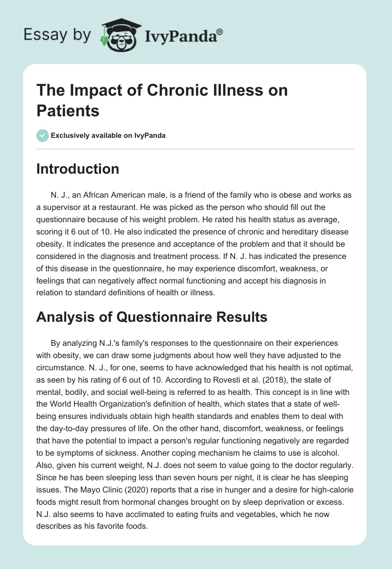 The Impact of Chronic Illness on Patients. Page 1