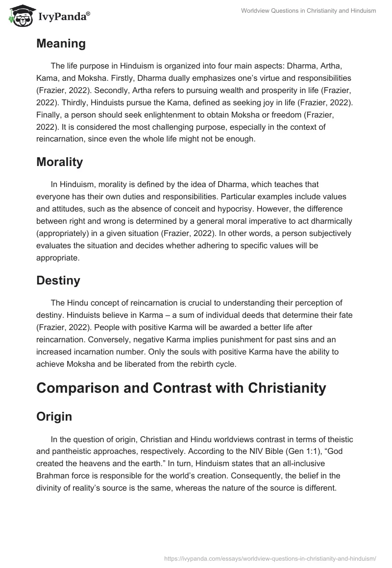 Worldview Questions in Christianity and Hinduism. Page 2