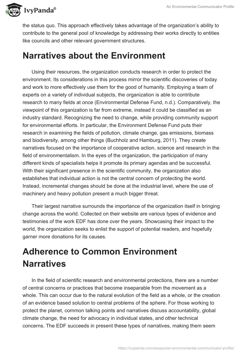 An Environmental Communicator Profile. Page 2
