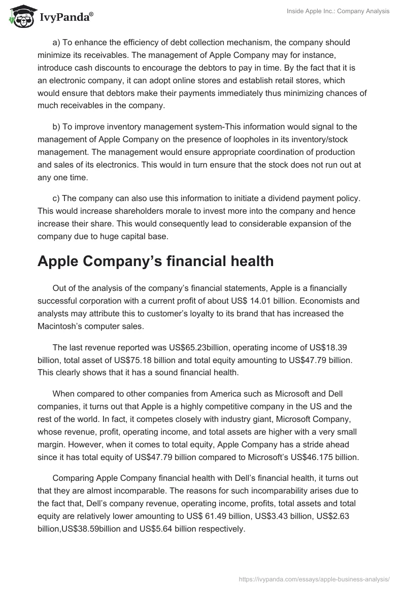 Inside Apple Inc.: Company Analysis. Page 3