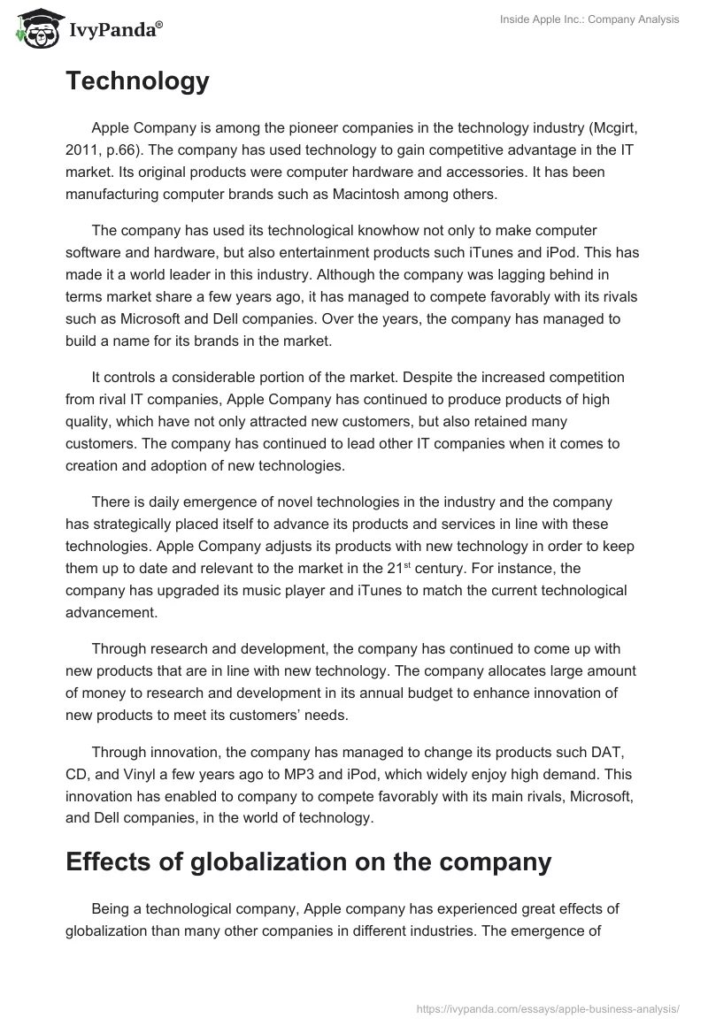 Inside Apple Inc.: Company Analysis. Page 4
