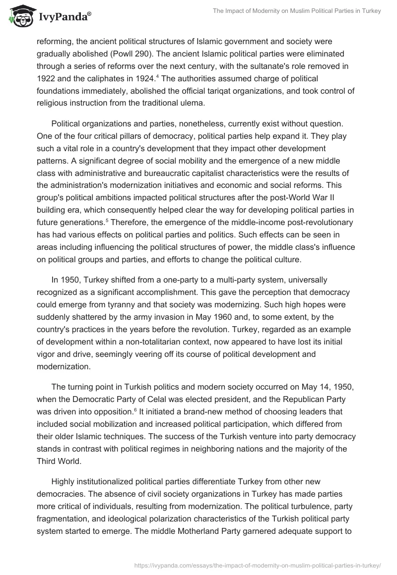 The Impact of Modernity on Muslim Political Parties in Turkey. Page 2