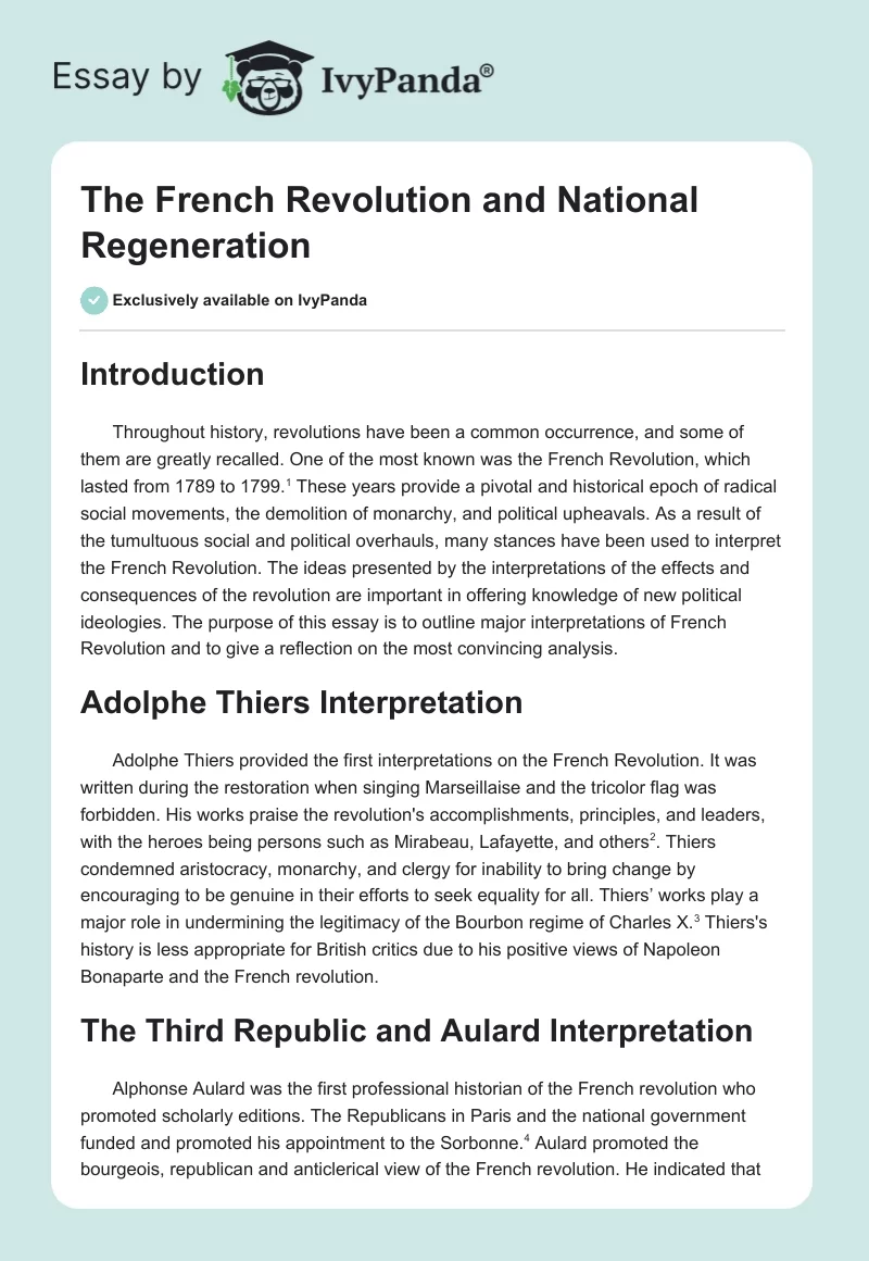The French Revolution and National Regeneration. Page 1