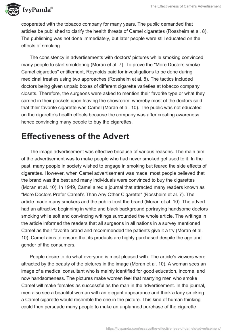 The Effectiveness of Camel’s Advertisement. Page 2
