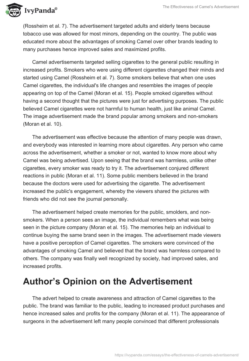 The Effectiveness of Camel’s Advertisement. Page 3