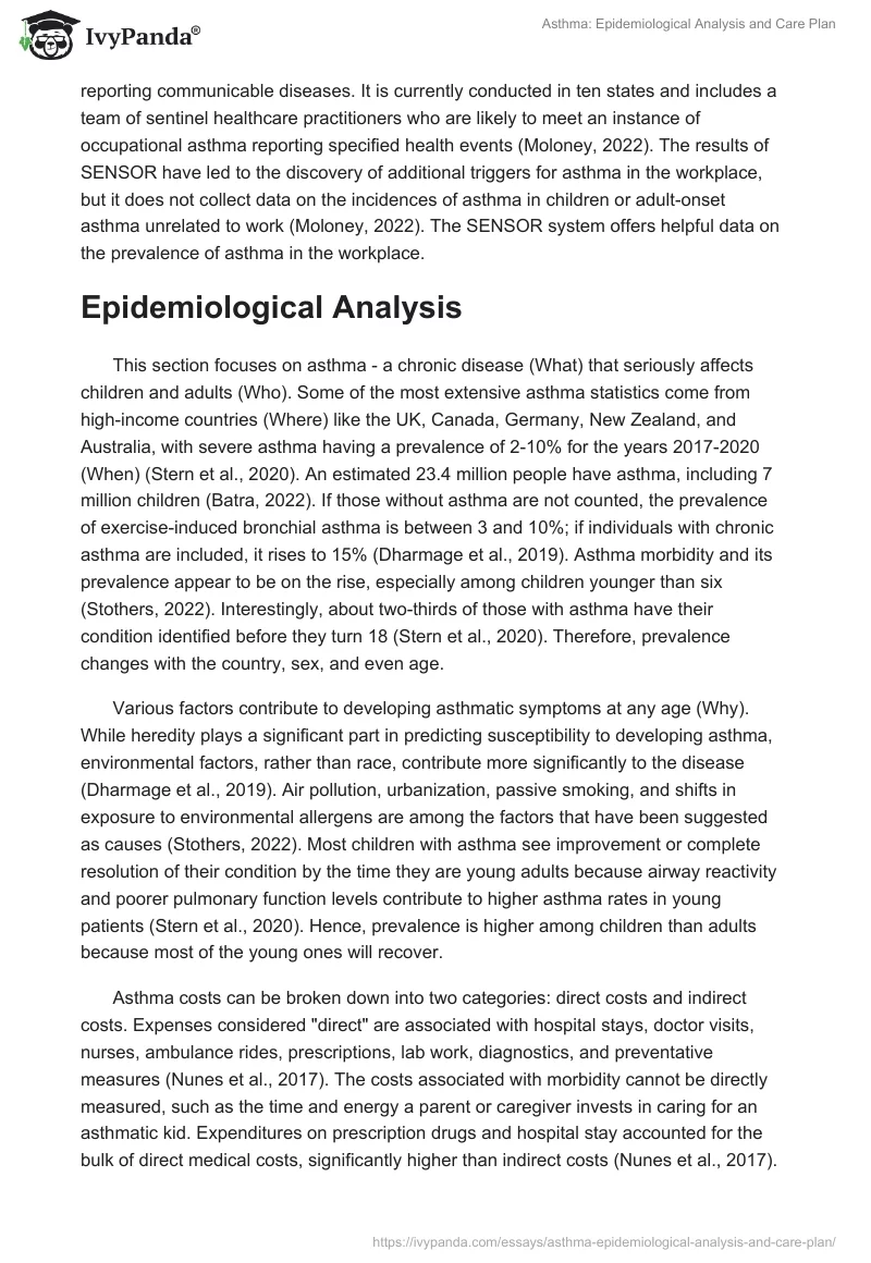 Asthma: Epidemiological Analysis and Care Plan. Page 3