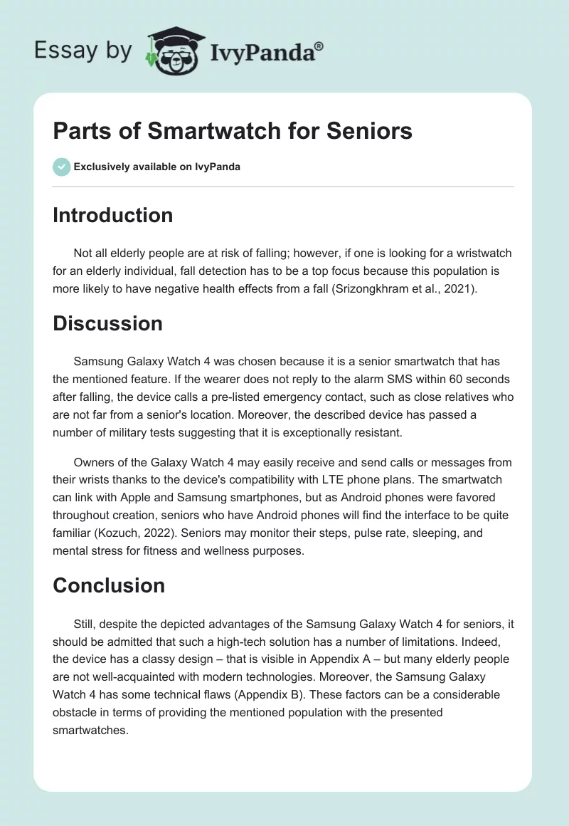 Parts of Smartwatch for Seniors. Page 1