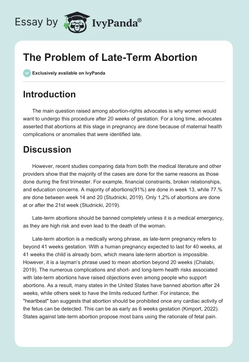 The Problem of Late-Term Abortion. Page 1
