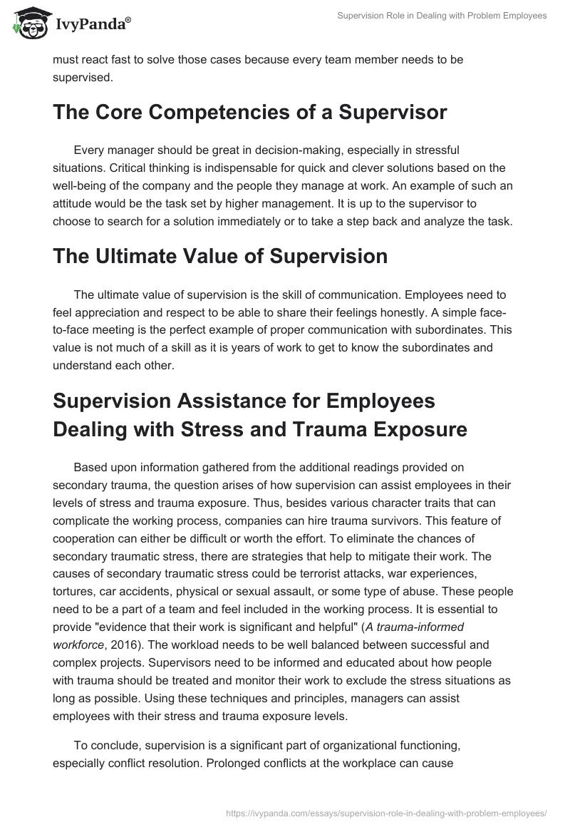 Supervision Role in Dealing with Problem Employees. Page 2