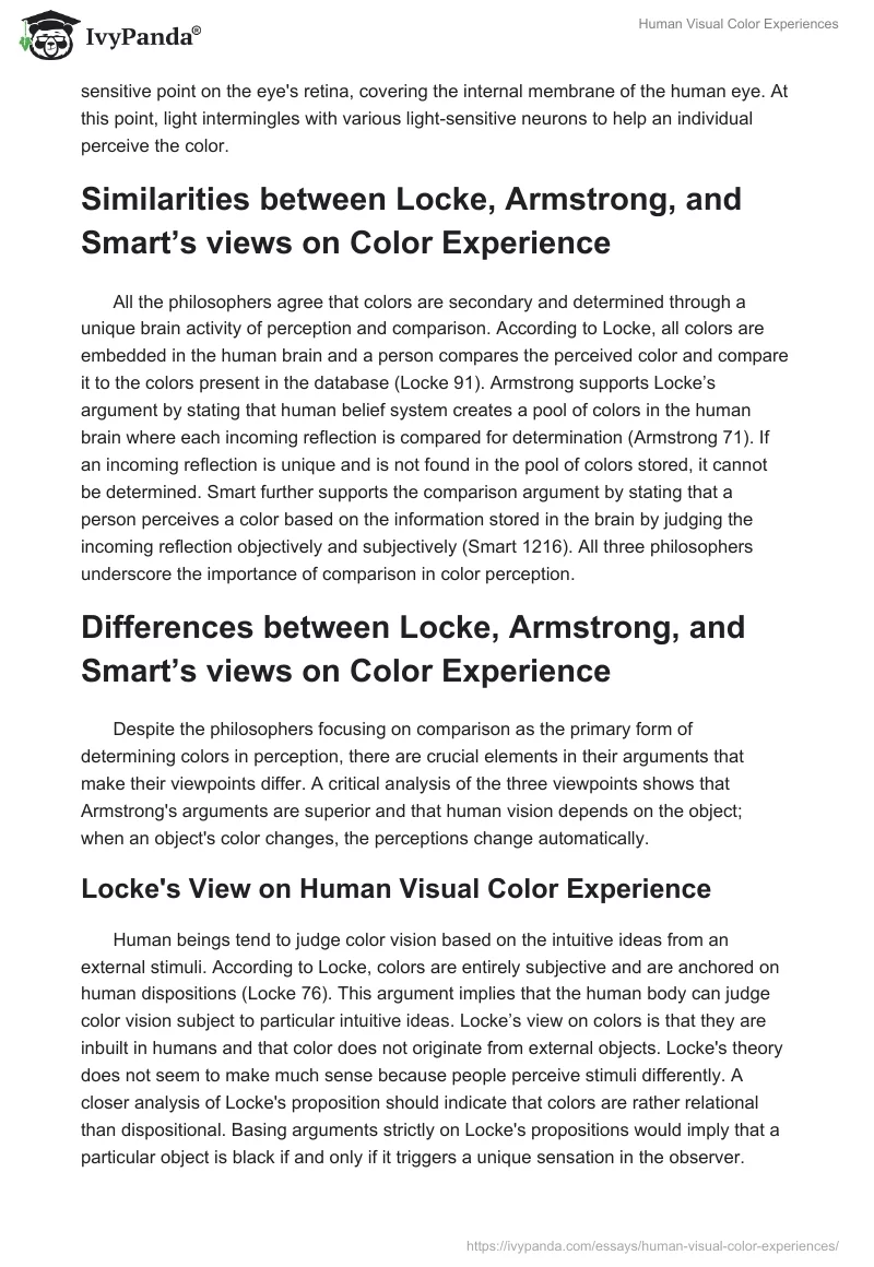Human Visual Color Experiences. Page 2