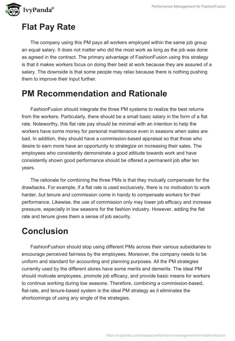 Performance Management for FashionFusion. Page 2