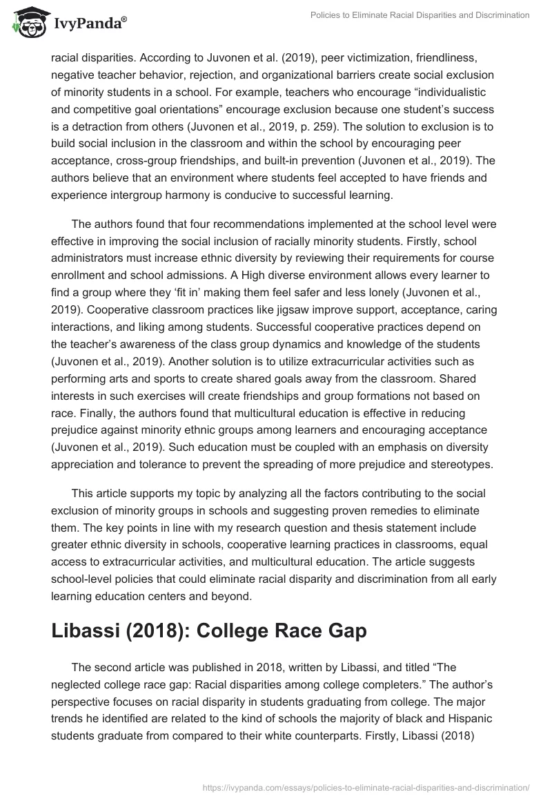 Policies to Eliminate Racial Disparities and Discrimination. Page 2