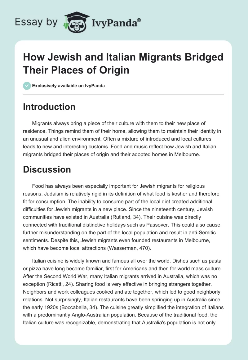 How Jewish and Italian Migrants Bridged Their Places of Origin. Page 1