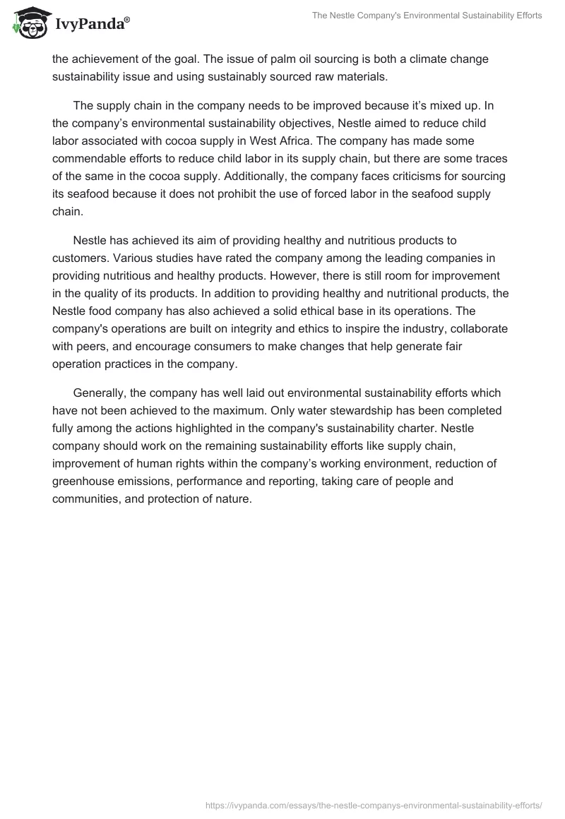 The Nestle Company's Environmental Sustainability Efforts. Page 3