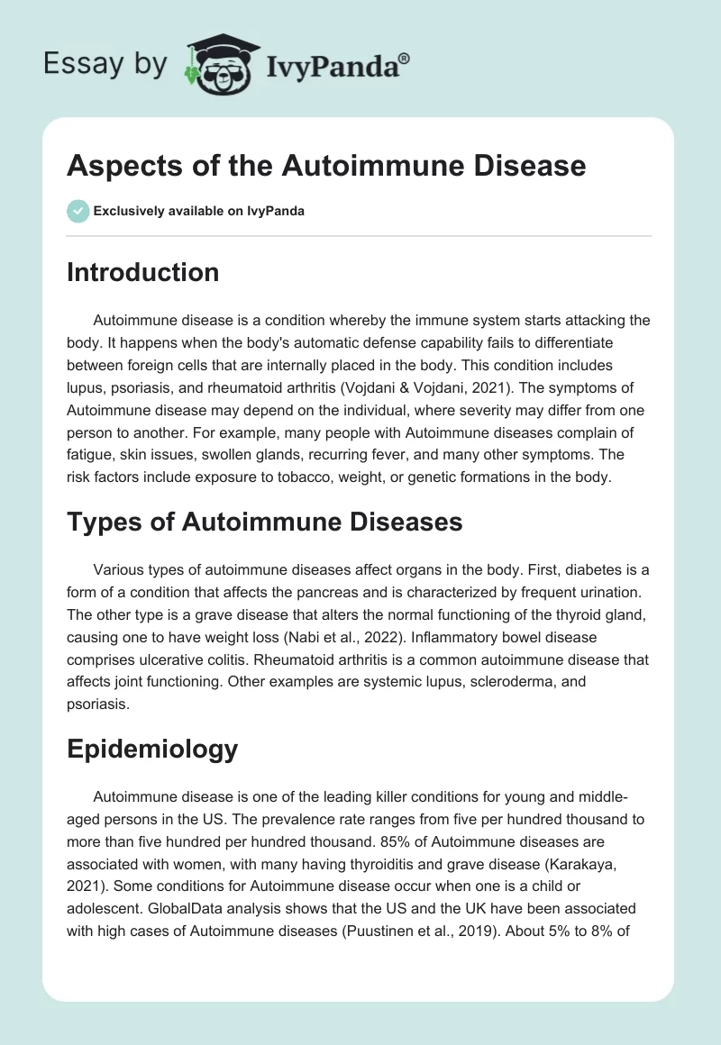Autoimmune Diseases: Types, Epidemiology, Symptoms & More. Page 1