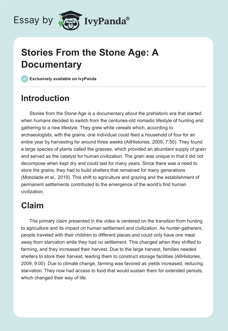 Stories From the Stone Age: A Documentary. Page 1