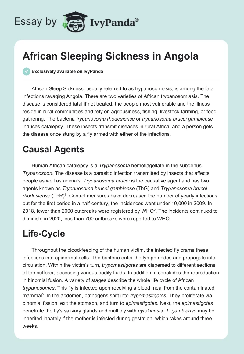 African Sleeping Sickness in Angola. Page 1