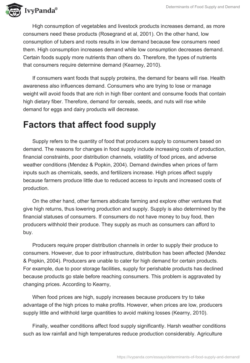 Determinants of Food Supply and Demand. Page 3