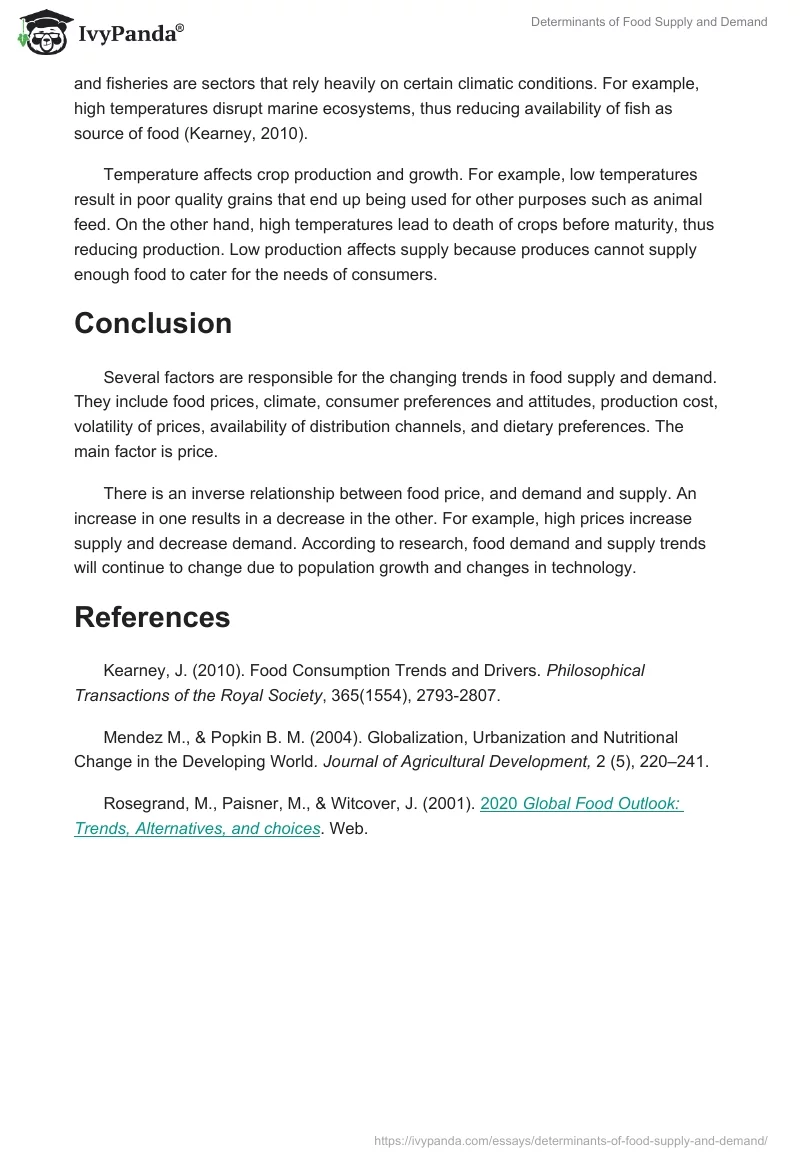 Determinants of Food Supply and Demand. Page 4