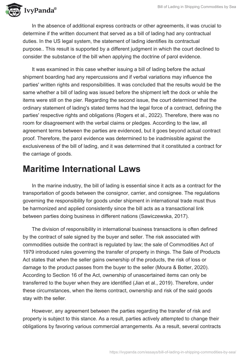 Bill of Lading in Shipping Commodities by Sea. Page 3