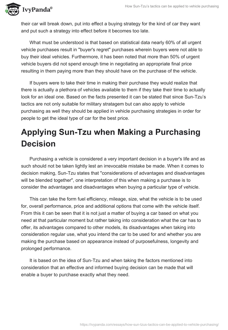 How Sun-Tzu’s tactics can be applied to vehicle purchasing. Page 2