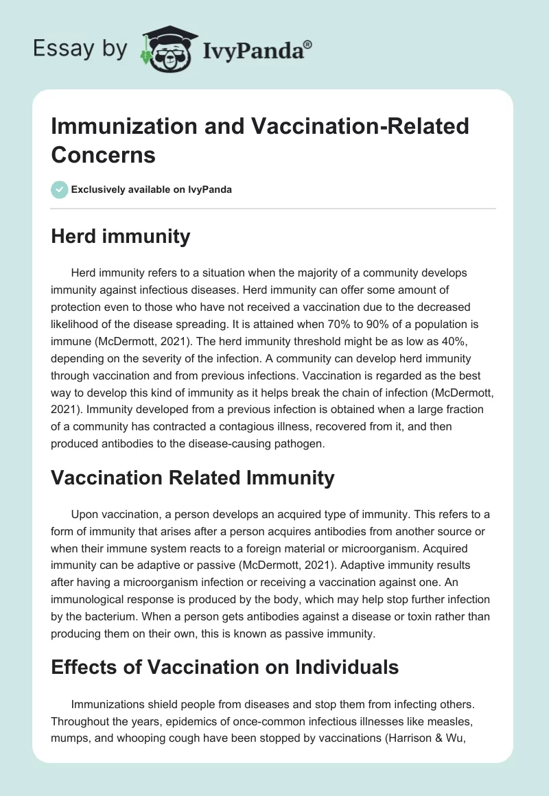 Immunization and Vaccination-Related Concerns. Page 1