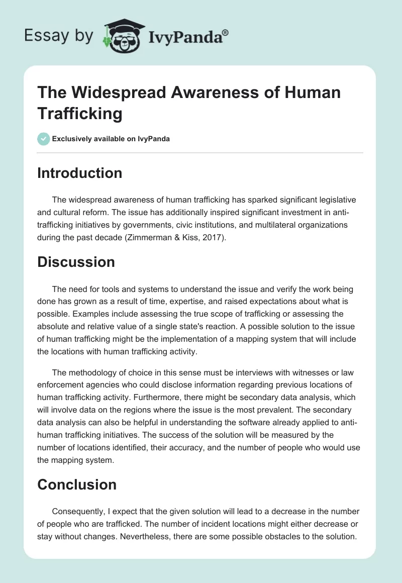 The Widespread Awareness of Human Trafficking. Page 1