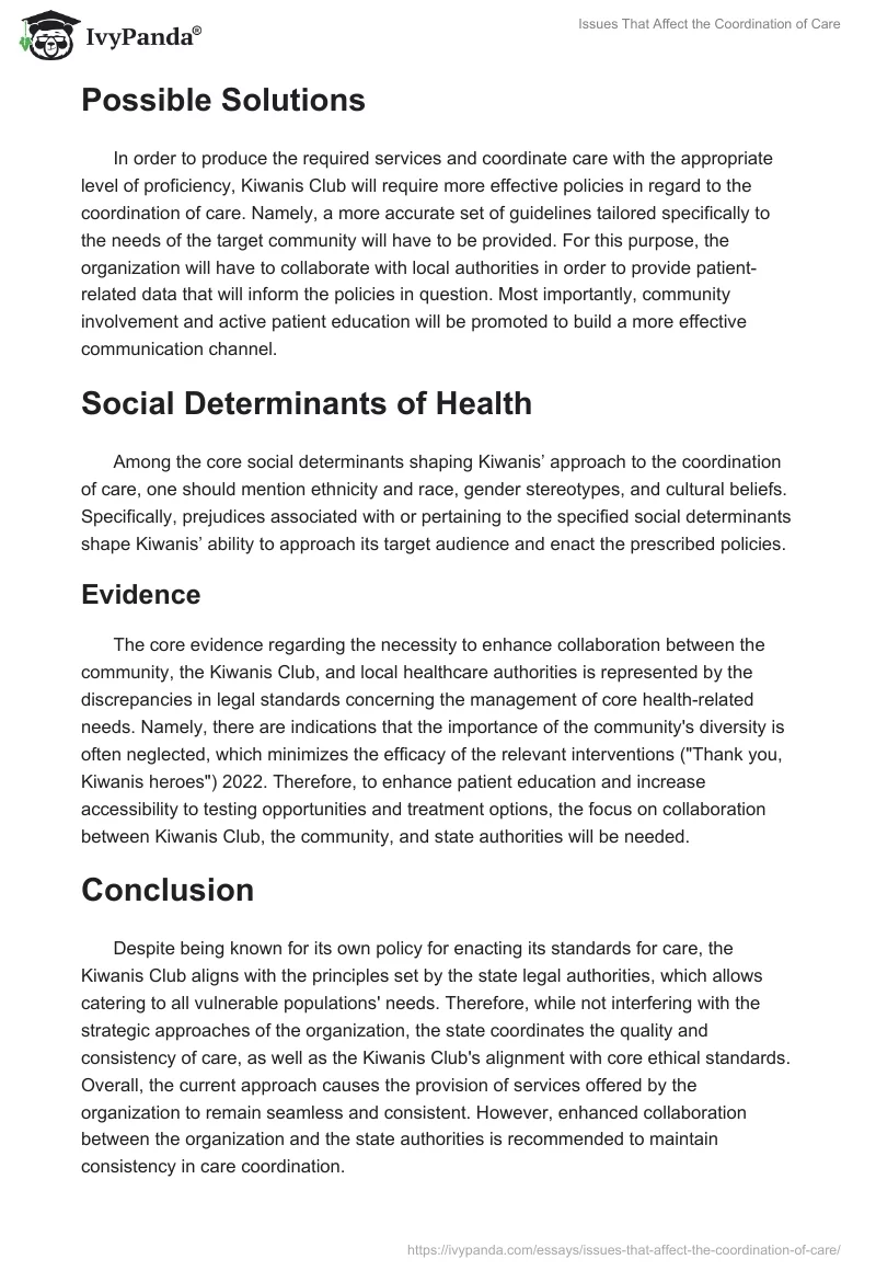 Issues That Affect the Coordination of Care. Page 4