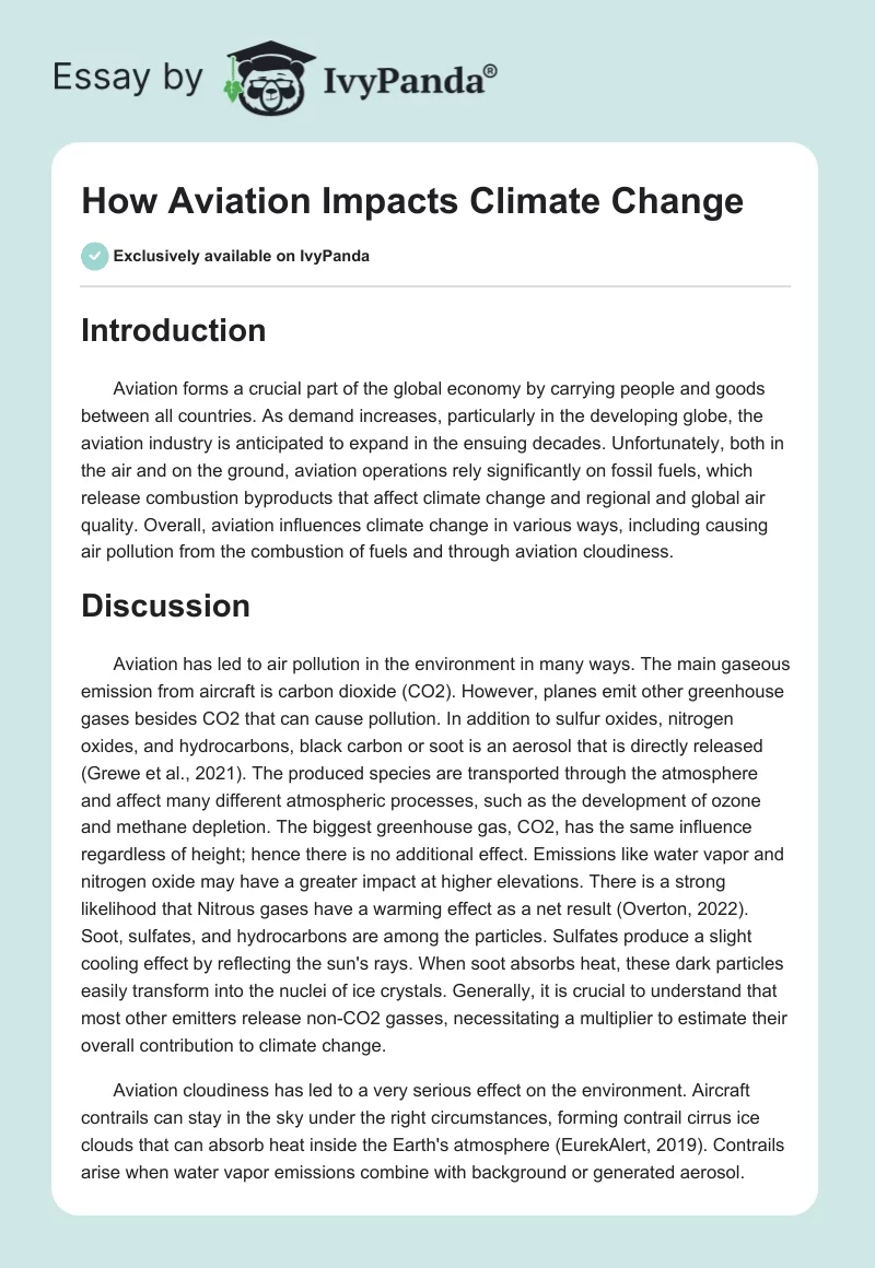 How Aviation Impacts Climate Change. Page 1