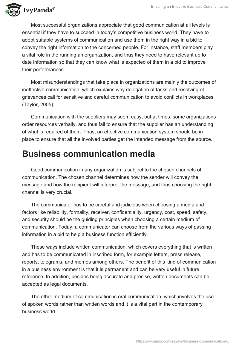 Ensuring an Effective Business Communication. Page 2
