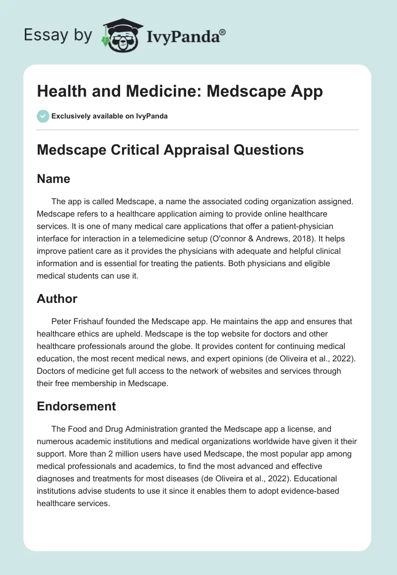 Health and Medicine: Medscape App. Page 1