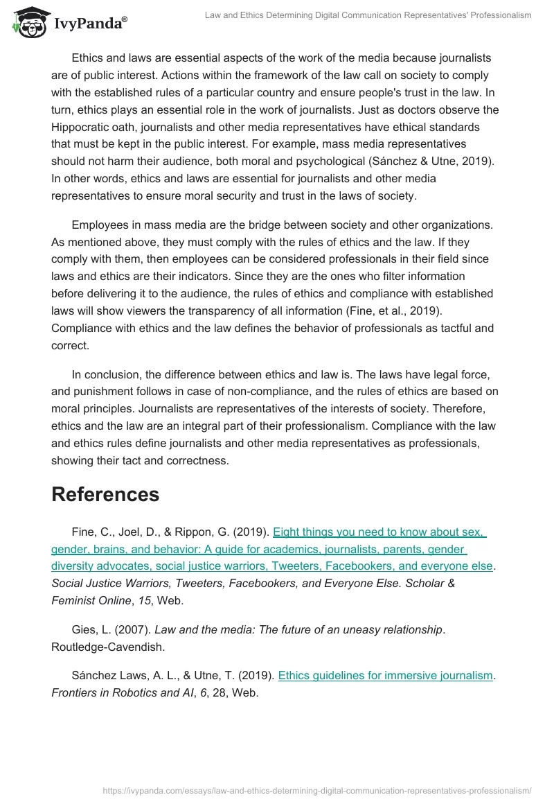 Law and Ethics Determining Digital Communication Representatives' Professionalism. Page 2