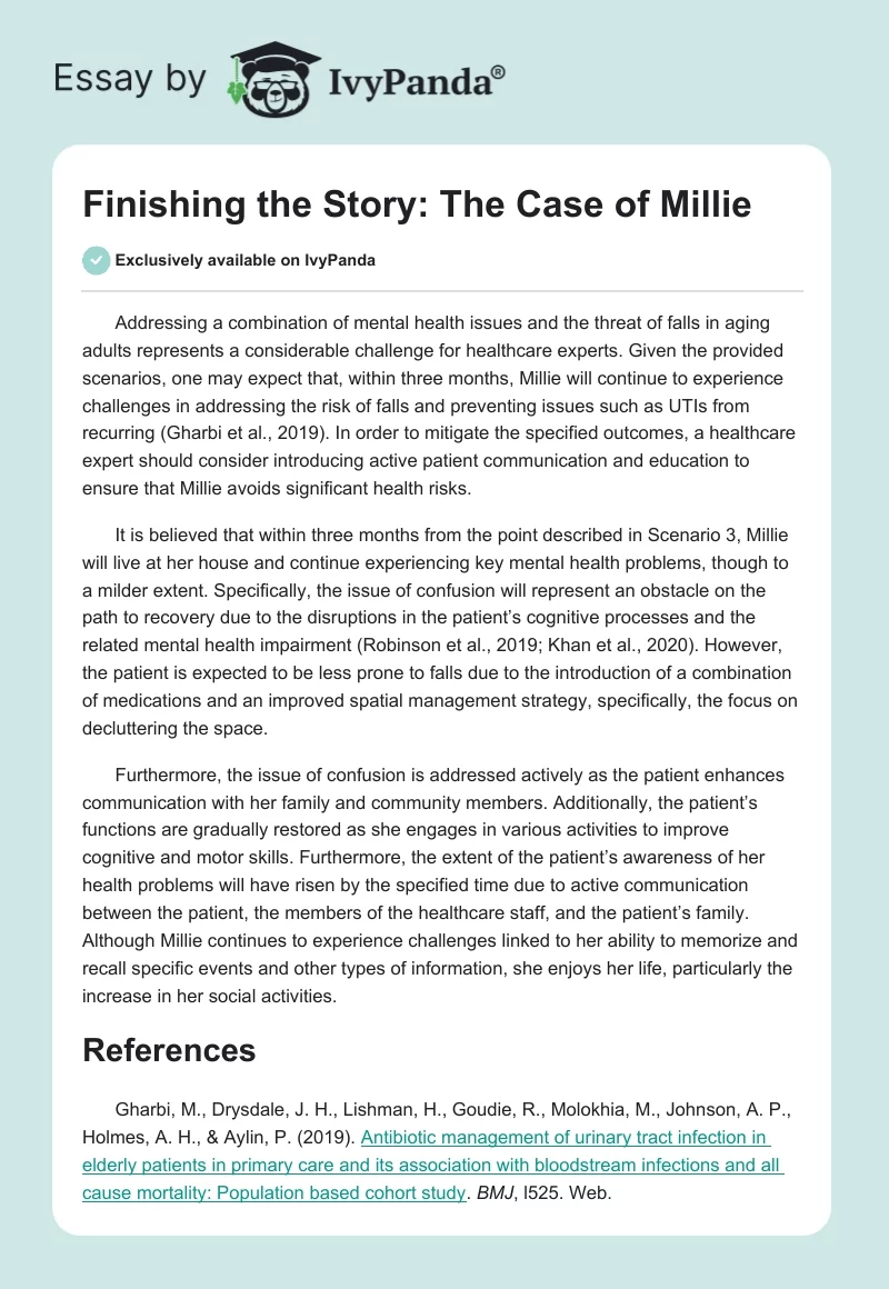 Finishing the Story: The Case of Millie. Page 1