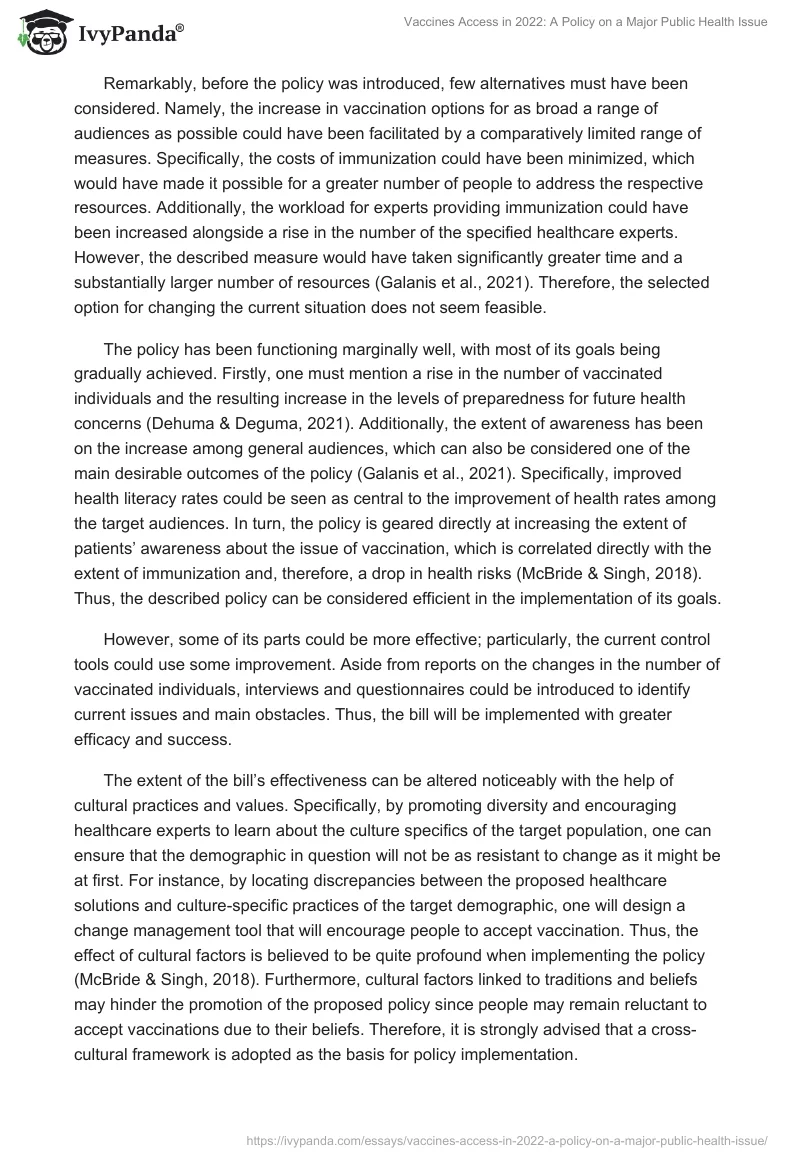Vaccines Access in 2022: A Policy on a Major Public Health Issue. Page 2