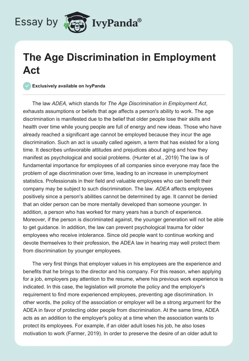 The Age Discrimination in Employment Act. Page 1